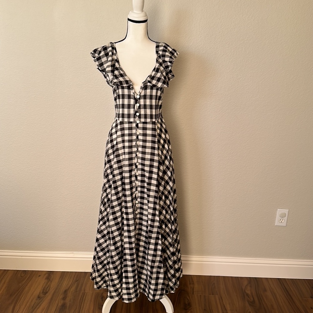 MOVING SALE! J. Crew Never Used Black and White Gingham Maxi Beach Coverup - XS